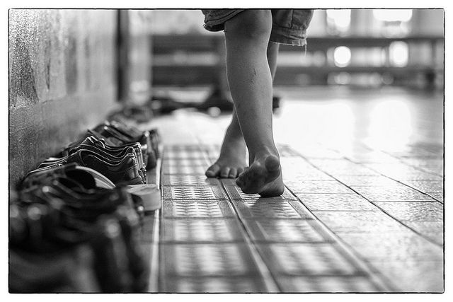Barefoot child